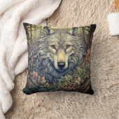 グレーウルフ クッション (ブランケット)