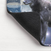 グレーウルフ&ムーンファンタジーアートワイルドライフ恋人 マウスパッド (コーナー)