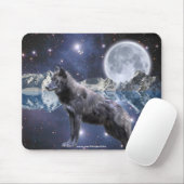 グレーウルフ&ムーンファンタジーアートワイルドライフ恋人 マウスパッド (マウス)