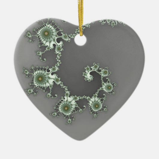 グレーエイリアンクリスマスフラクタル セラミックオーナメント (正面)