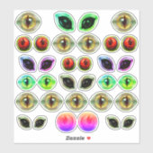 グレーエイリアンマルティアンリザードドラゴンモンスターアイズ シール (シート)