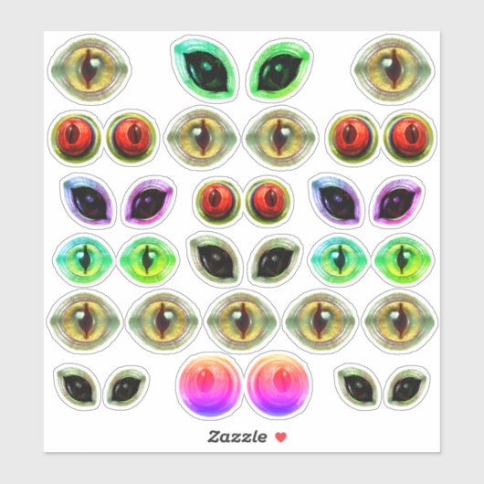 グレーエイリアンマルティアンリザードドラゴンモンスターアイズ シール (シート)