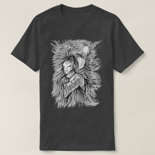 グレーエイリアンモンスターアートペンスケッチTシャツ Tシャツ (デザイン正面)