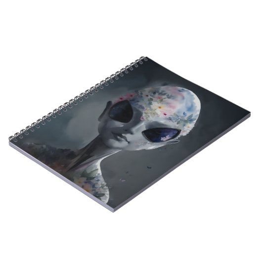 グレーエイリアン水カラーフローラポートレート ノートブック (左側)