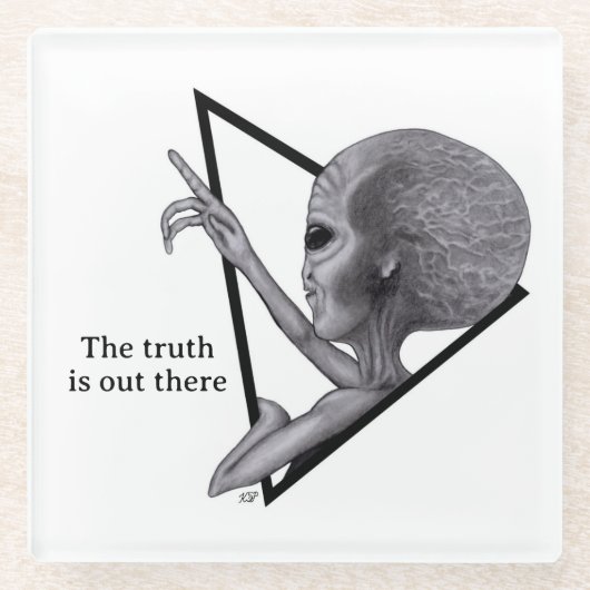 グレーエイリアン、真実はそこにある ガラスコースター (正面)