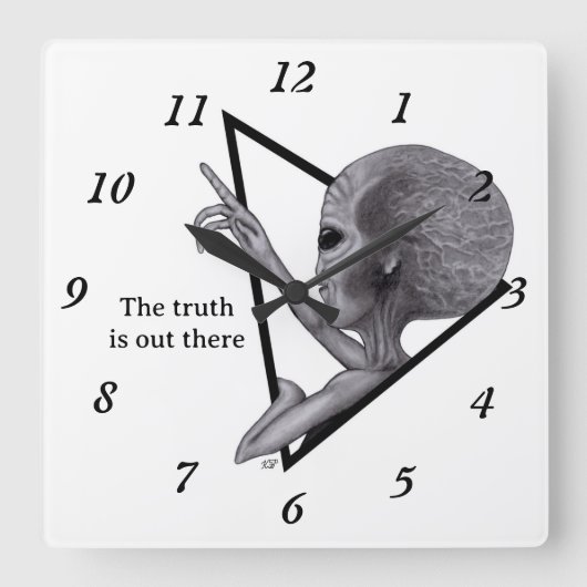 グレーエイリアン、真実はそこにある スクエア壁時計 (正面)