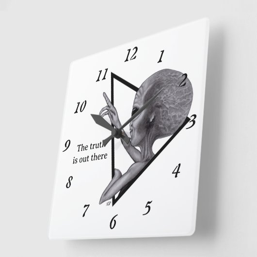 グレーエイリアン、真実はそこにある スクエア壁時計 (傾斜)
