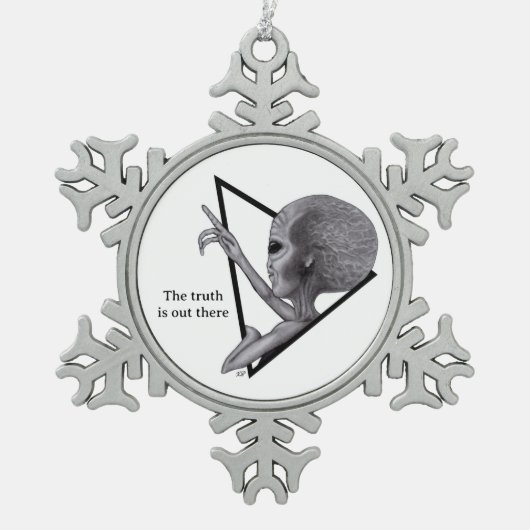 グレーエイリアン、真実はそこにある スノーフレークピューターオーナメント (正面)