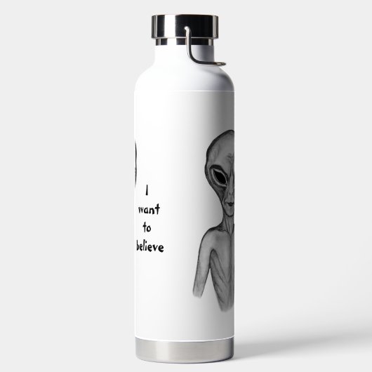 グレーエイリアン、私はしたい信じ ウォーターボトル (左面)