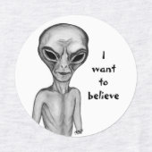 グレーエイリアン、私はしたい信じ ラベル (デザイン1)