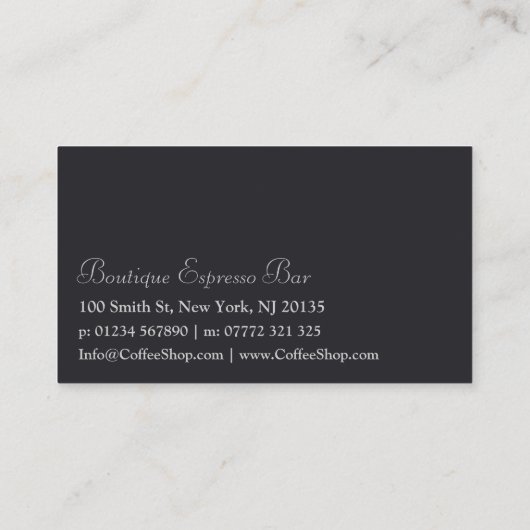 グレーエスプレッソバーコーヒーショップ – 名刺 (裏面)