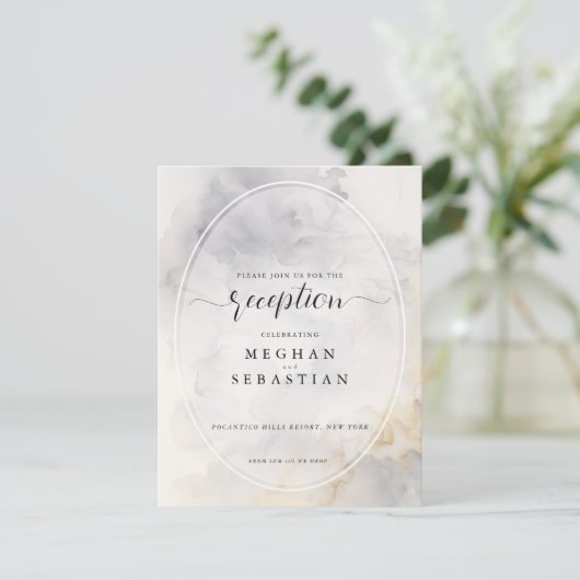 グレーエレガントおよび淡い色の金ゴールドのソフトクラウド エンクロージャーカード (スタンド正面)