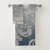 グレーエレガントとトープ王室のダマスク バスタオルセット (インサイチュ)