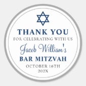 グレーエレガントとネイビーブルーバー（ユダヤ教の）バル・ミツバーありがとう ラウンドシール (正面)