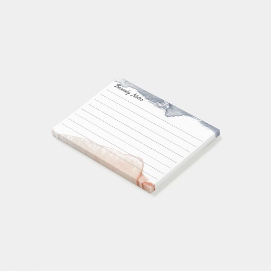 グレーエレガントとピンクのパーソナライズされた並んだ水色 ポストイット (アングル)