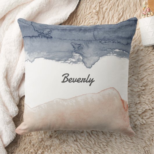 グレーエレガントとピンクのパーソナライズされた水色 クッション (ブランケット)