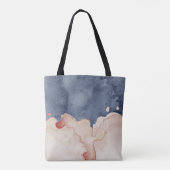 グレーエレガントとピンクのパーソナライズされた水色 トートバッグ (裏面)