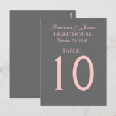 グレーエレガントとピンク結婚の表番号カード ポストカード (正面/裏面)