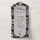 グレーエレガントとブラックのバラQRコード オールインワン招待状 (内側)