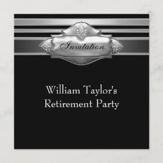 グレーエレガントとブラックマンズの退職パーティー 招待状