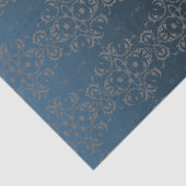 グレーエレガントとブルーのメタリックダマスク模様 薄葉紙 (詳細)