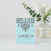 グレーエレガントとブルーのヴィンテージフローラマスク 名刺 (スタンド正面)