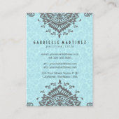 グレーエレガントとブルーのヴィンテージフローラマスク 名刺 (裏面)