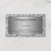 グレーエレガントとホワイトのきらめくグリッターパターン 名刺 (裏面)