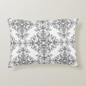 グレーエレガントとホワイトのフローラヴィンテージスタイルダマスク アクセントクッション (正面)