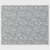グレーエレガントとホワイトの冬の植物学 ラッピングペーパー (フラット)