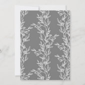 グレーエレガントとホワイトの葉ブライダルシャワー 招待状 (裏面)