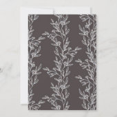 グレーエレガントとホワイトの葉ブライダルシャワー 招待状 (裏面)