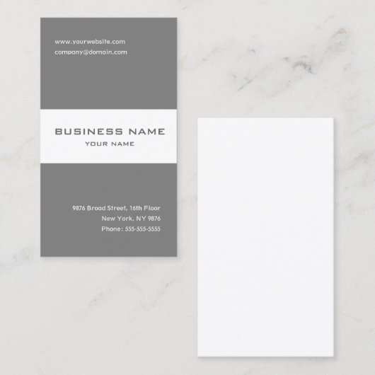 グレーエレガントとホワイトストライプのの名刺 名刺 (正面/裏面)