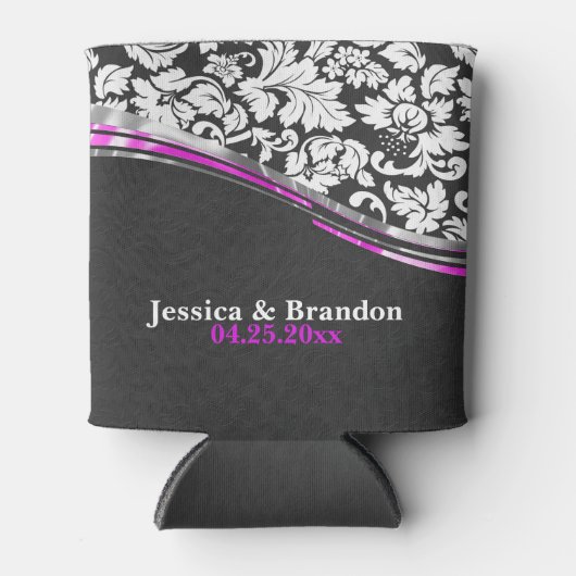 グレーエレガントとホワイトマスクとピンクのアクセント 缶クーラー (正面)