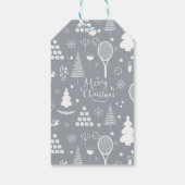 グレーエレガントと白のテニスのクリスマスギフトタグ ギフトタグ (裏面)