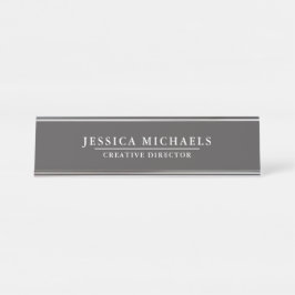 グレーエレガントと白 デスクネームプレート