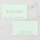 グレーエレガントと緑のスクリプトフォント名刺 名刺 (正面/裏面)