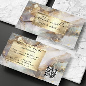 グレーエレガントと金ゴールドの水彩大理石 名刺