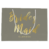 グレーエレガントと金ゴールドの花嫁 ラージペーパーバッグ (裏面)