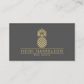 グレーエレガントのゴールデンパイナップルロゴ 名刺 (正面)