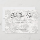 グレーエレガントのバラパーソナライズされたで日付を保存 セーブザデート (正面)