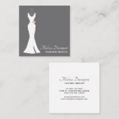 グレーエレガントのホワイトガウン – ミニマスタイリッシュリスト スクエア名刺 (正面/裏面)