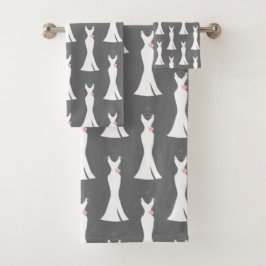 グレーエレガントの白いガウン – パタスタイリッシューン バスタオルセット