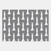 グレーエレガントの白いガウン – パタスタイリッシューン ラッピングペーパーシート (正面2)