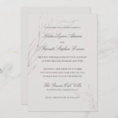 グレーエレガントの鉛筆スケ葉ッチ結婚 招待状 (正面/裏面)