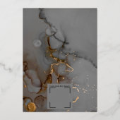 グレーエレガントアルコールイ結婚ンク金ゴールド 箔招待状 (裏面)