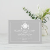 グレーエレガントウェディングリハーサルディナー招待状 招待状 (スタンド正面)