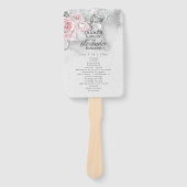 グレーエレガントウォーター色ピンクのバラ ハンドファン (正面)