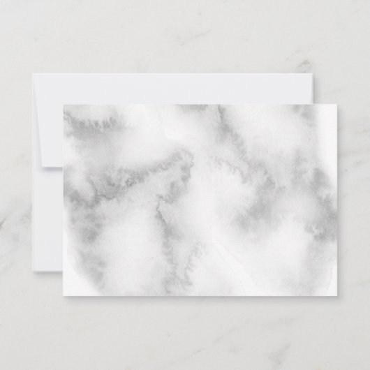 グレーエレガントウォーター色ピンクローズベアフットブライド™ 出欠カード (裏面)