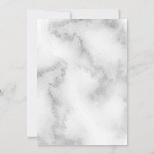 グレーエレガントウォーター色ピンクローズベアフットブライド™ 招待状 (裏面)